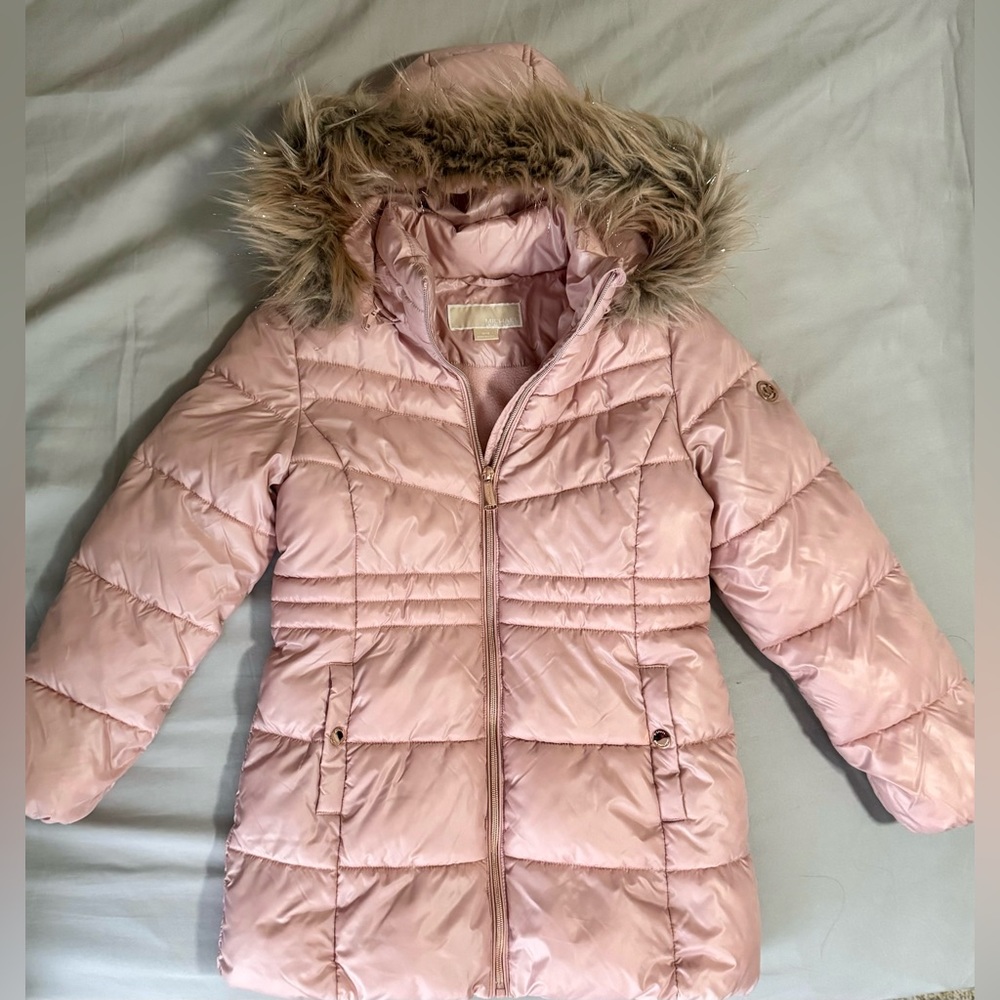 NWOT - Michael Kors Kids Pink Puffer Hoodie Jacket Sz 10/12